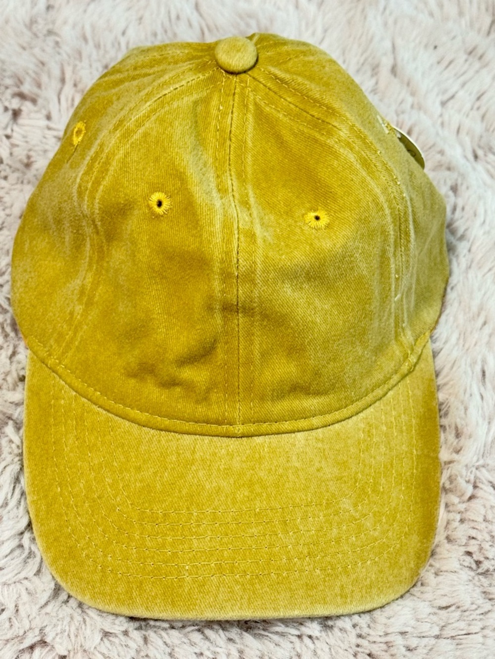 Riah Fashion Mustard Yellow Distressed Baseball Cap NWT Dad Hat Trendy